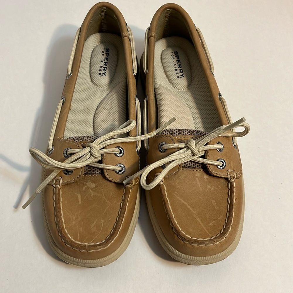Sperry Topsider Tan Leather Boat Shoes Size 5